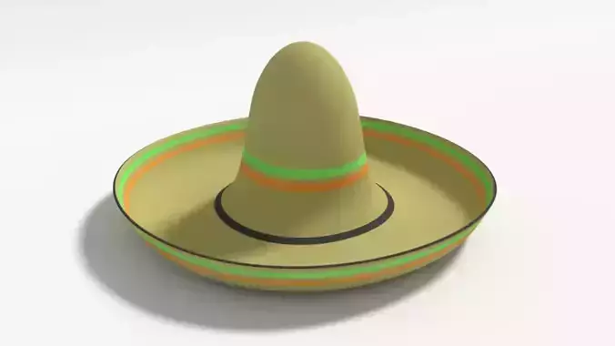 Cartoon Mexican Sombrero Hat 3D model