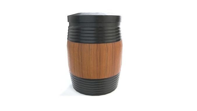 Barrel bamboo travel mug Low-poly 3D model