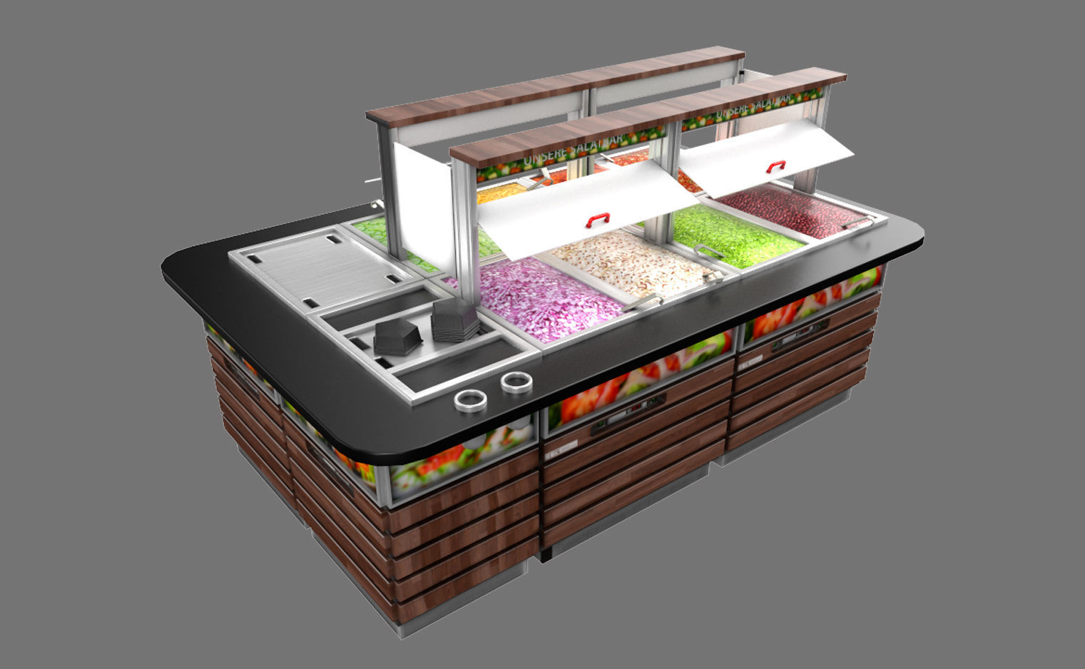 Salad bar Low-poly 3D model_2
