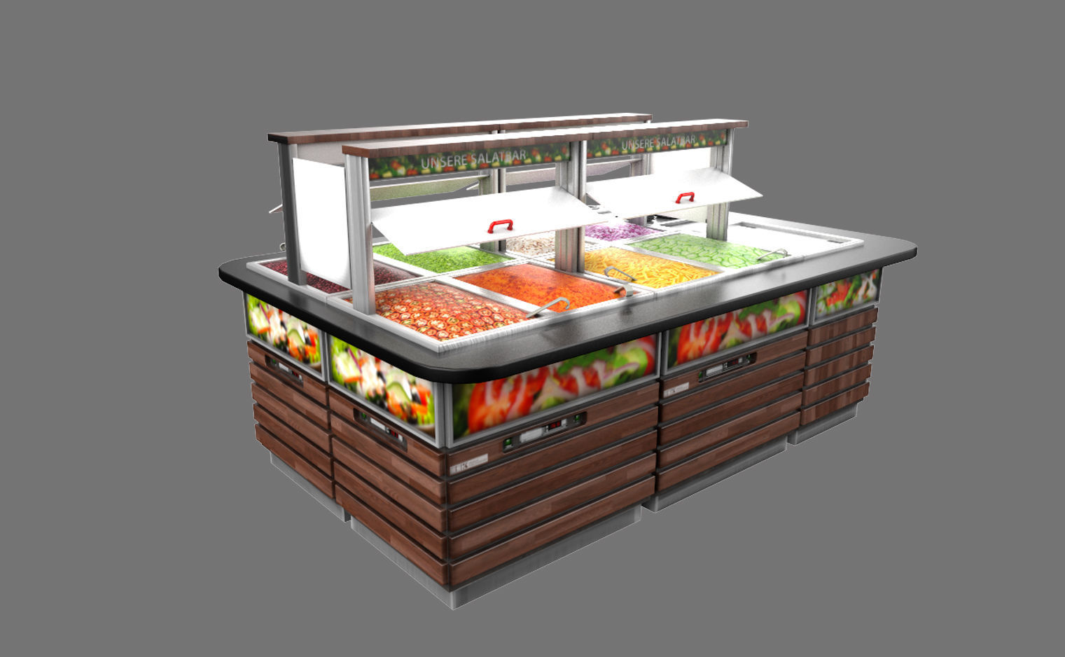 Salad bar Low-poly 3D model_4
