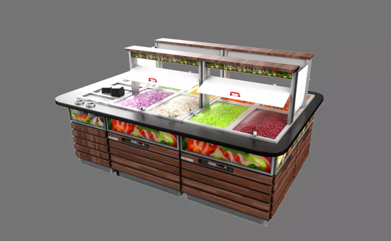 Salad bar Low-poly 3D model_0