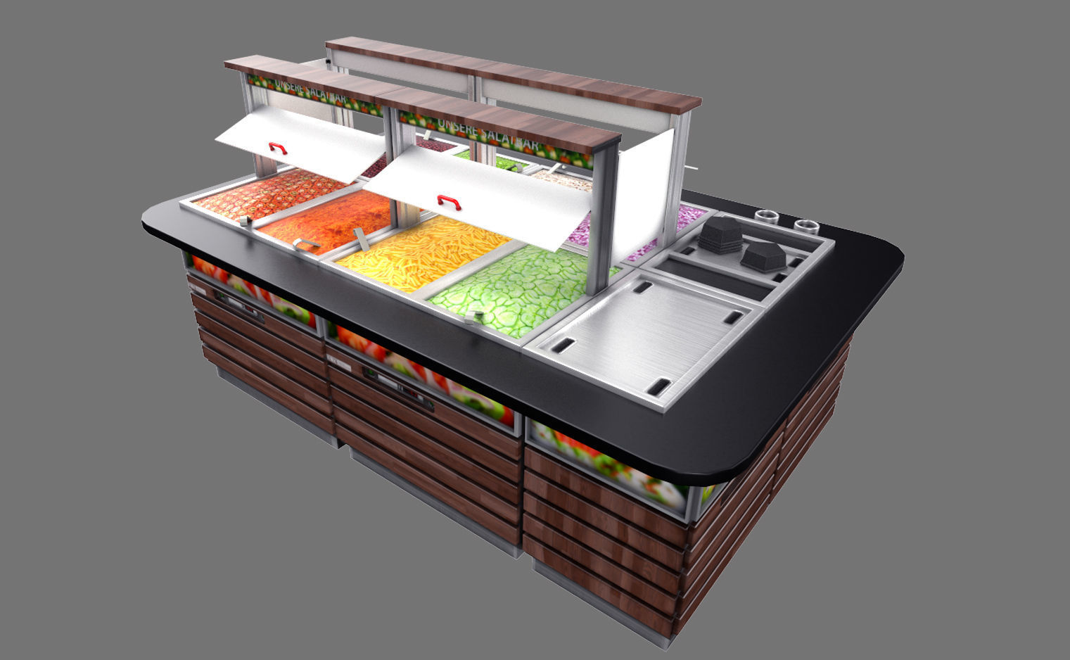 Salad bar Low-poly 3D model_3
