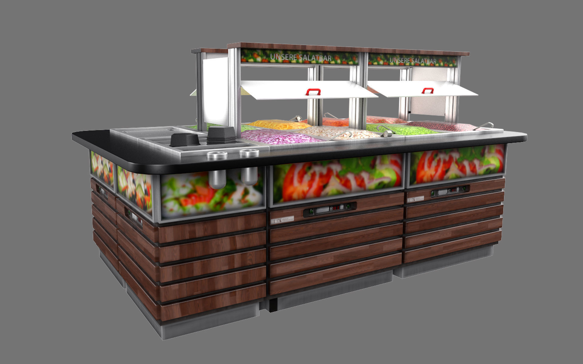 Salad bar Low-poly 3D model_1