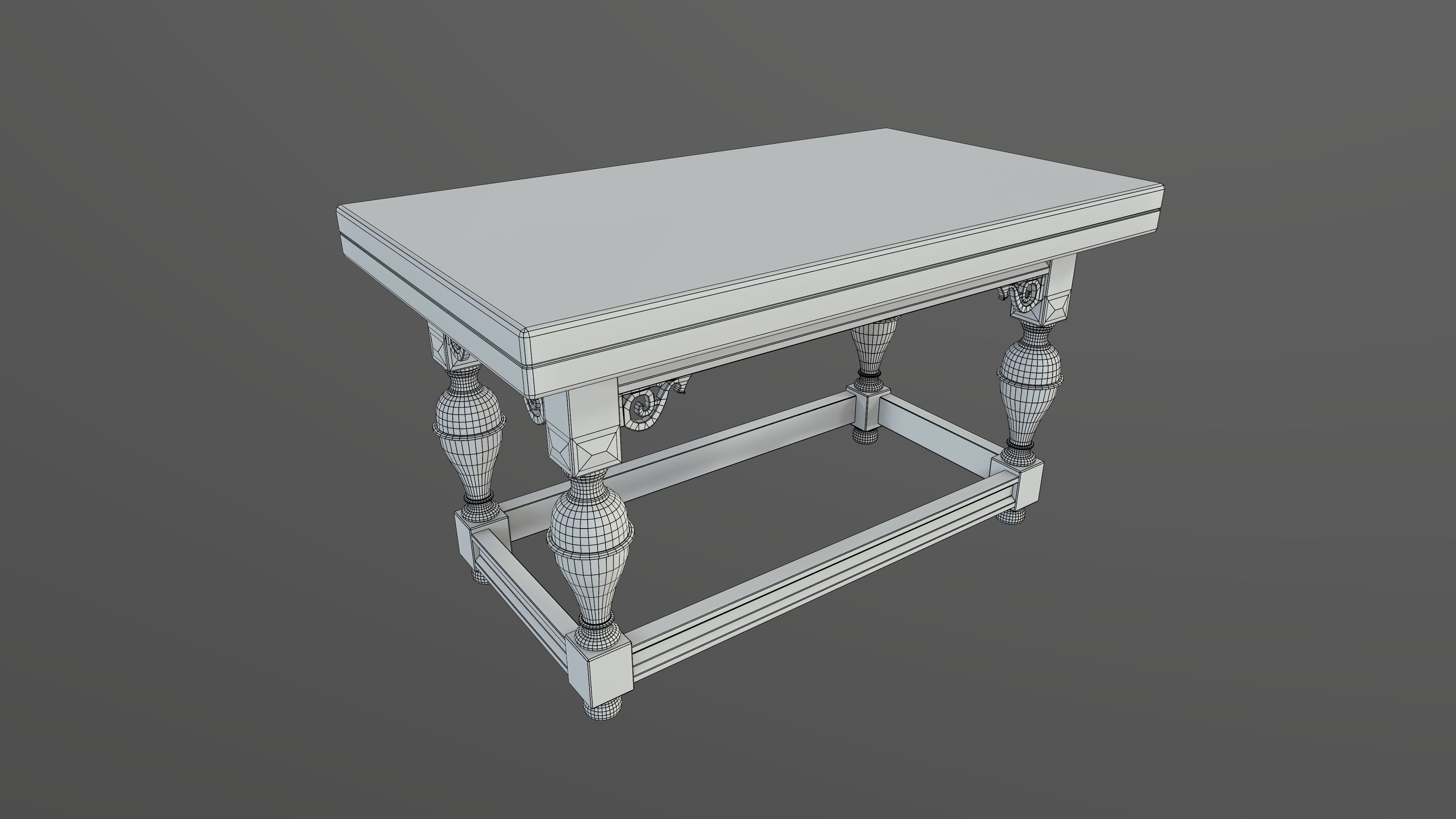 Wooden table 3D model_8