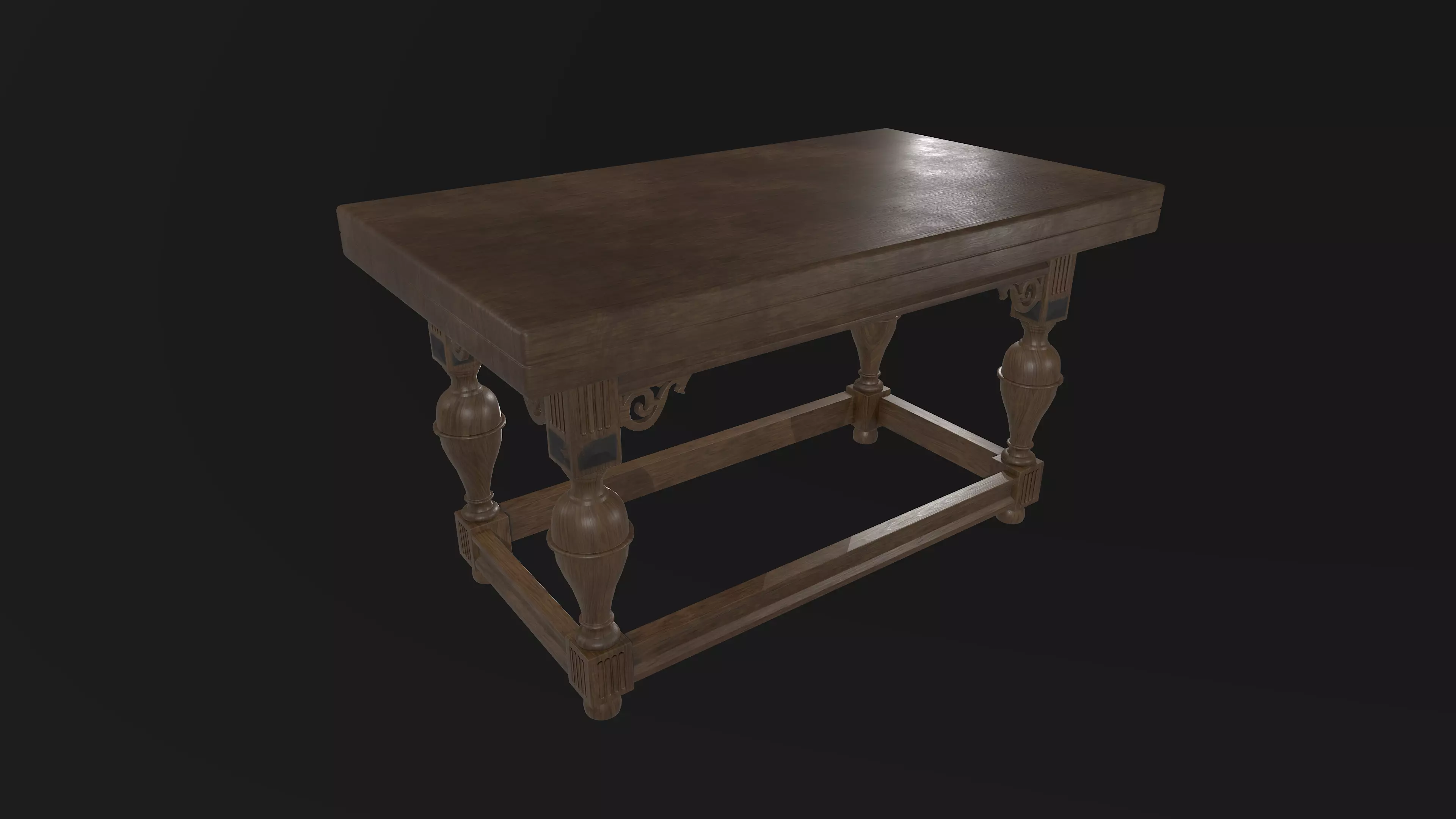 Wooden table 3D model_0