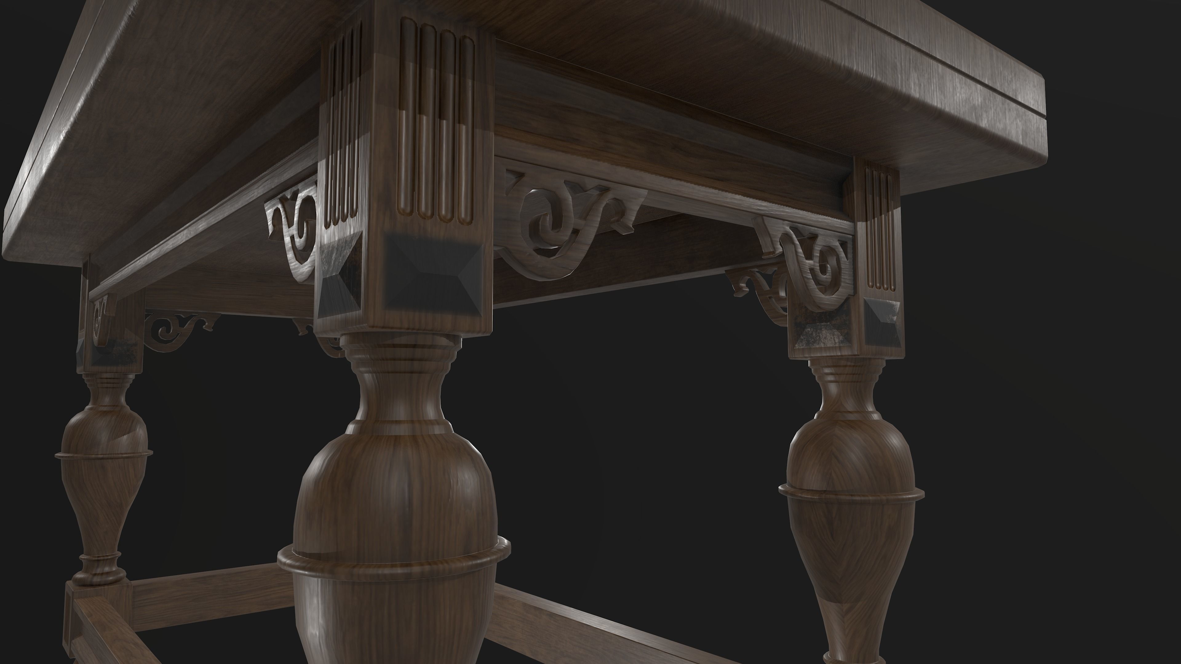 Wooden table 3D model_2