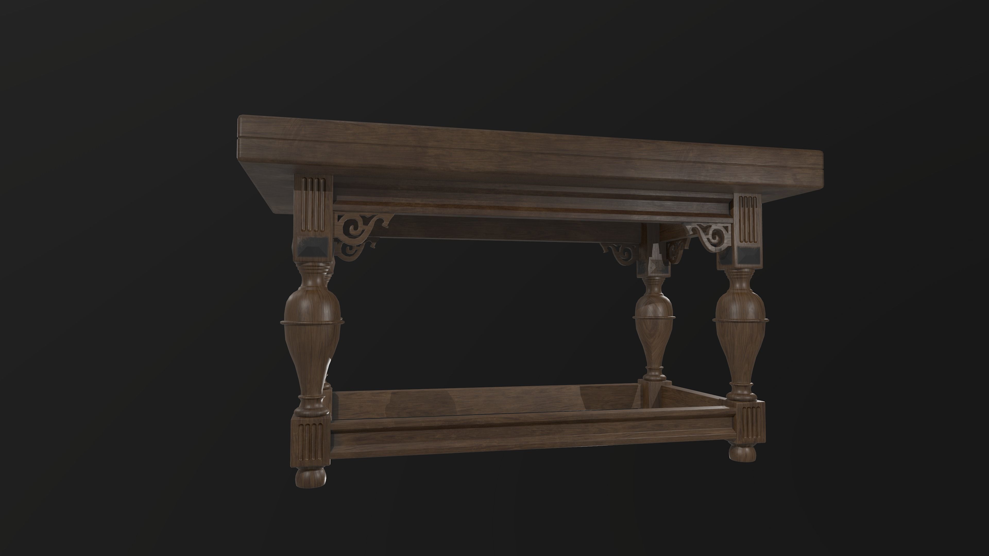 Wooden table 3D model_6