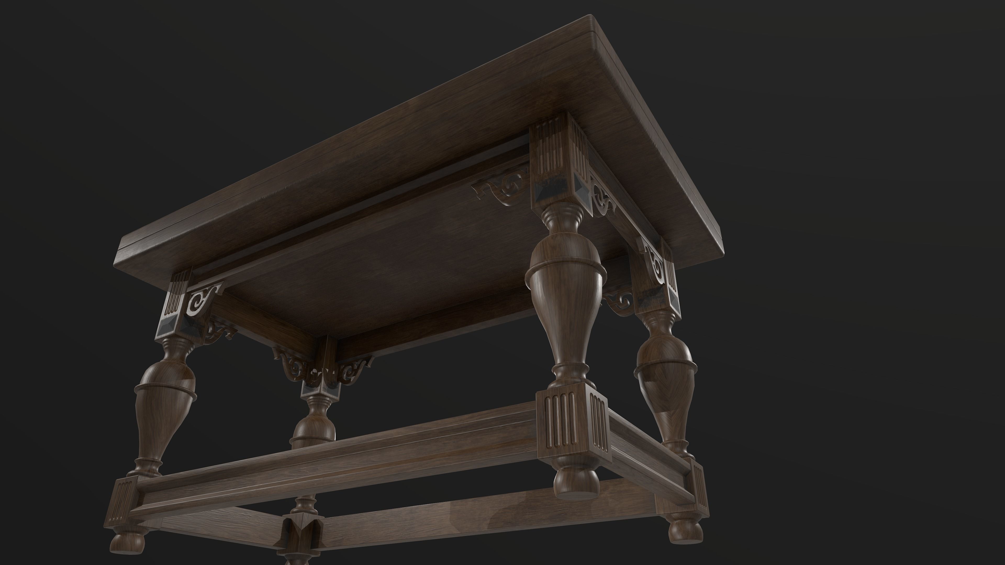 Wooden table 3D model_5