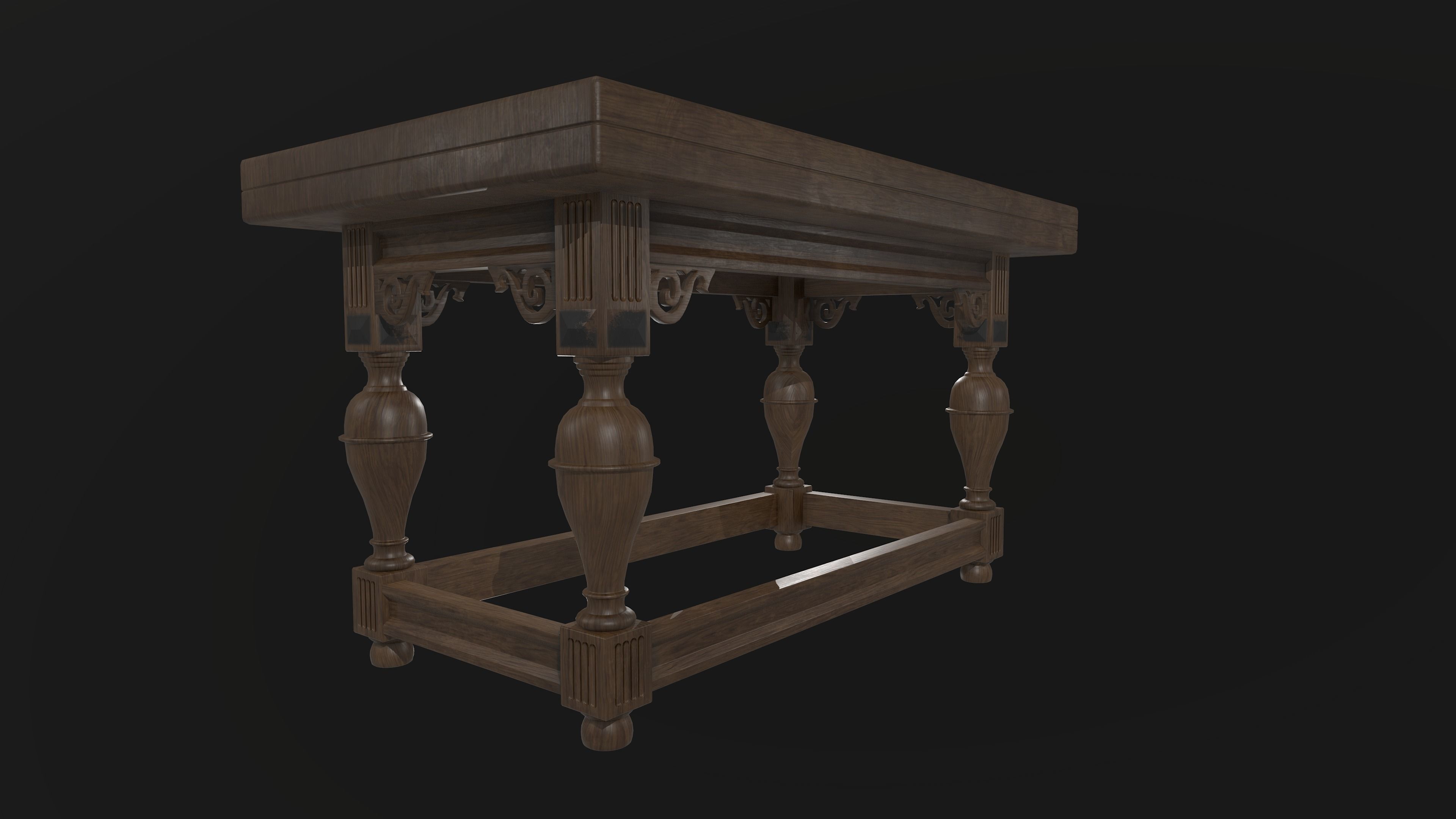 Wooden table 3D model_4