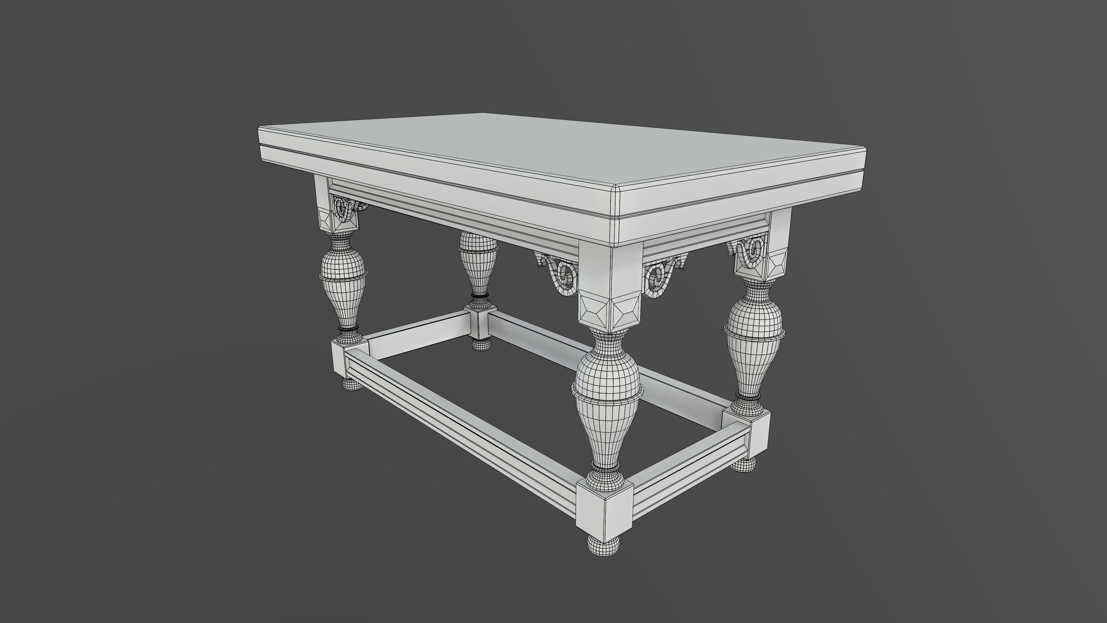 Wooden table 3D model_7