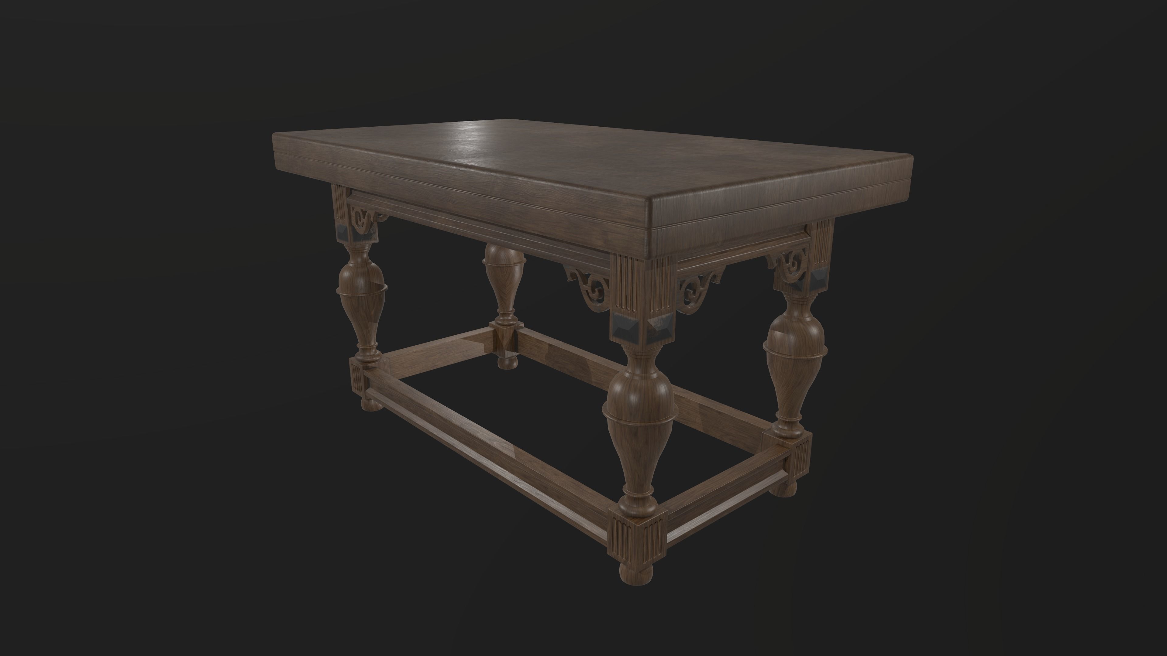 Wooden table 3D model_3