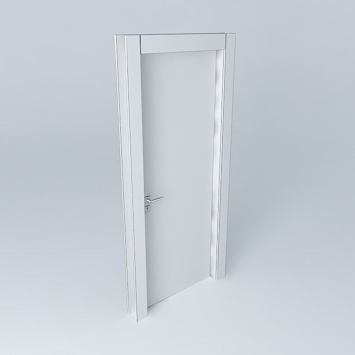 White modern door Free 3D model_3