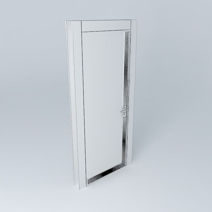 White modern door Free 3D model_4