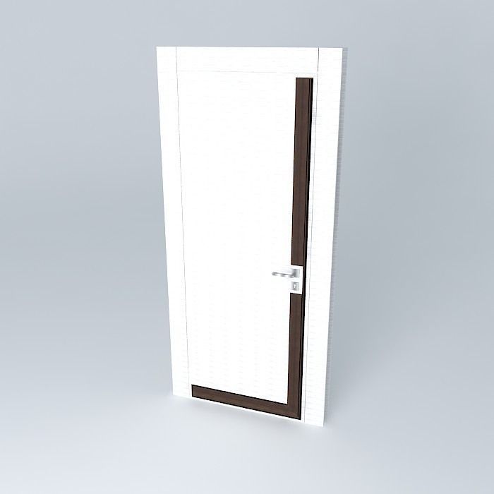 White modern door Free 3D model_1
