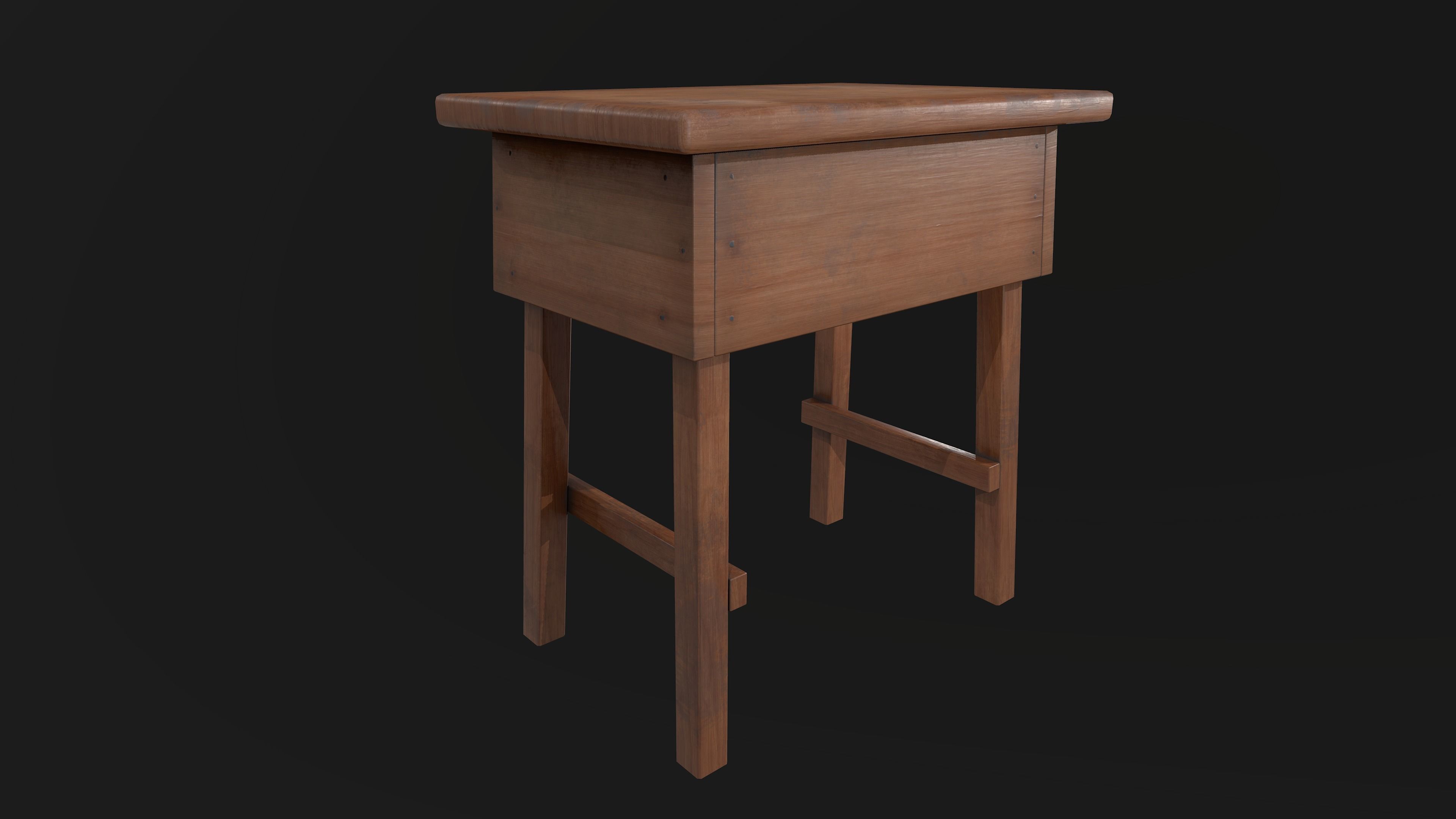 Side table Low-poly 3D model_2