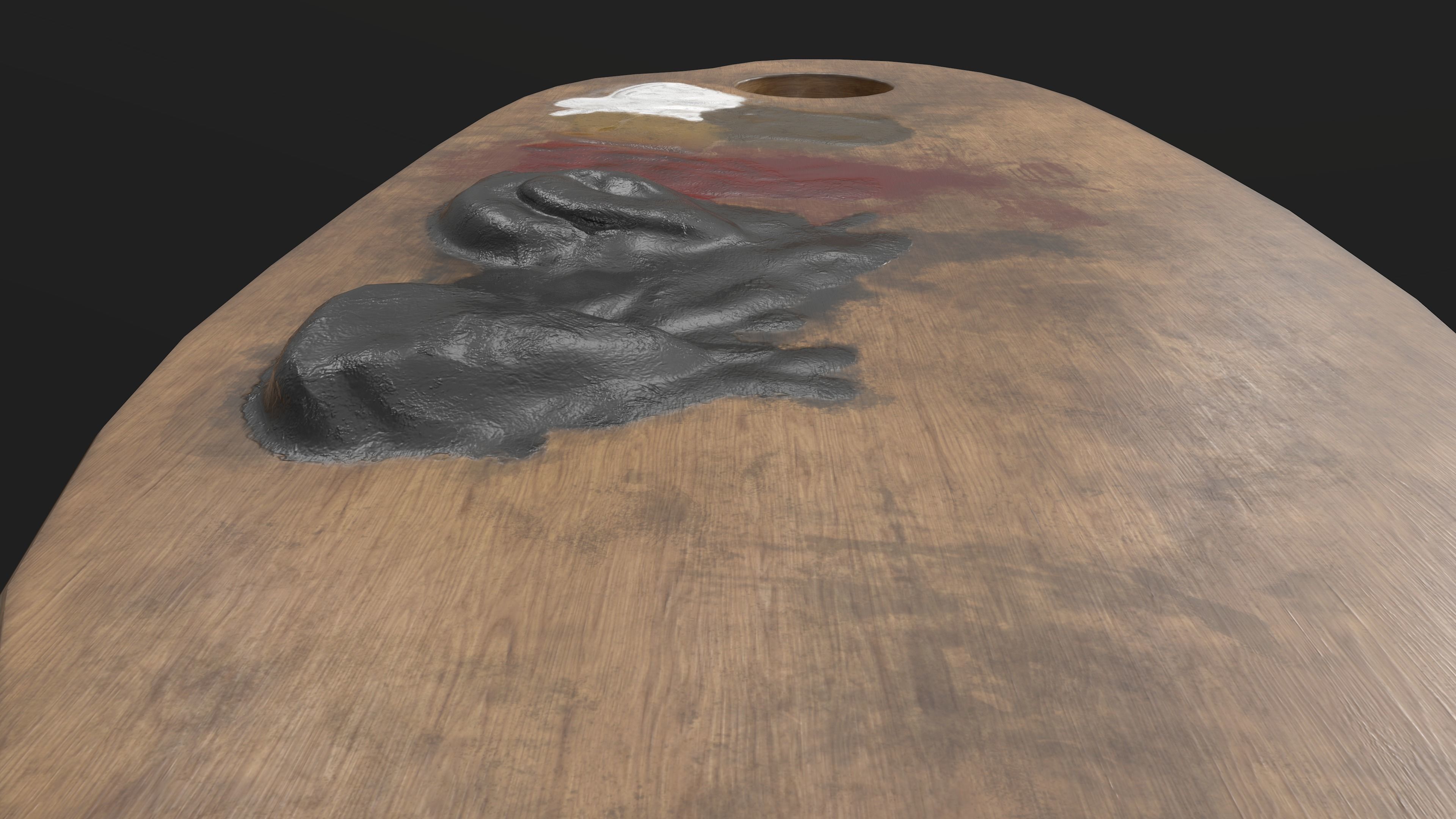 Artist palette 02 Low-poly 3D model_3