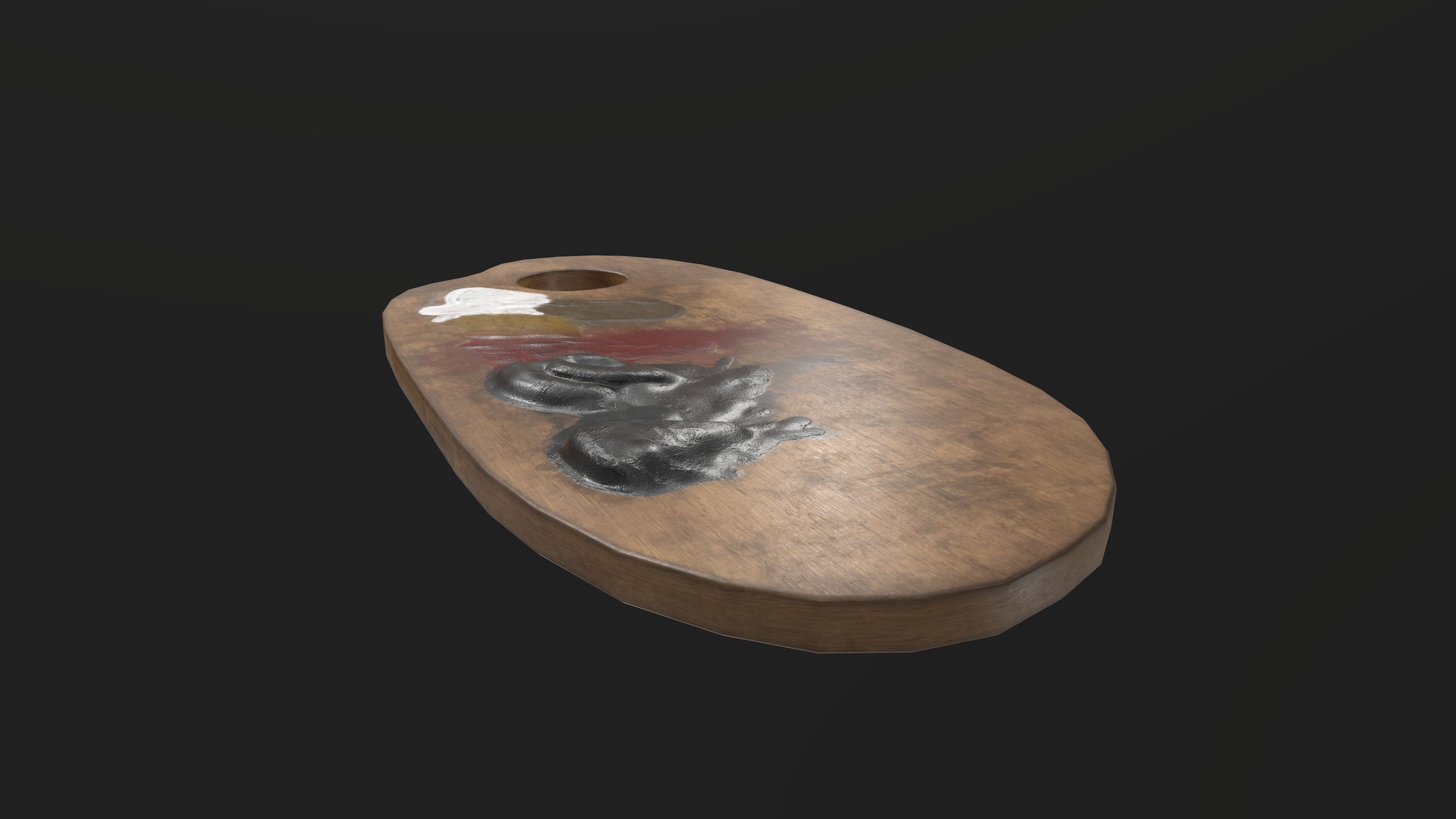 Artist palette 02 Low-poly 3D model_4