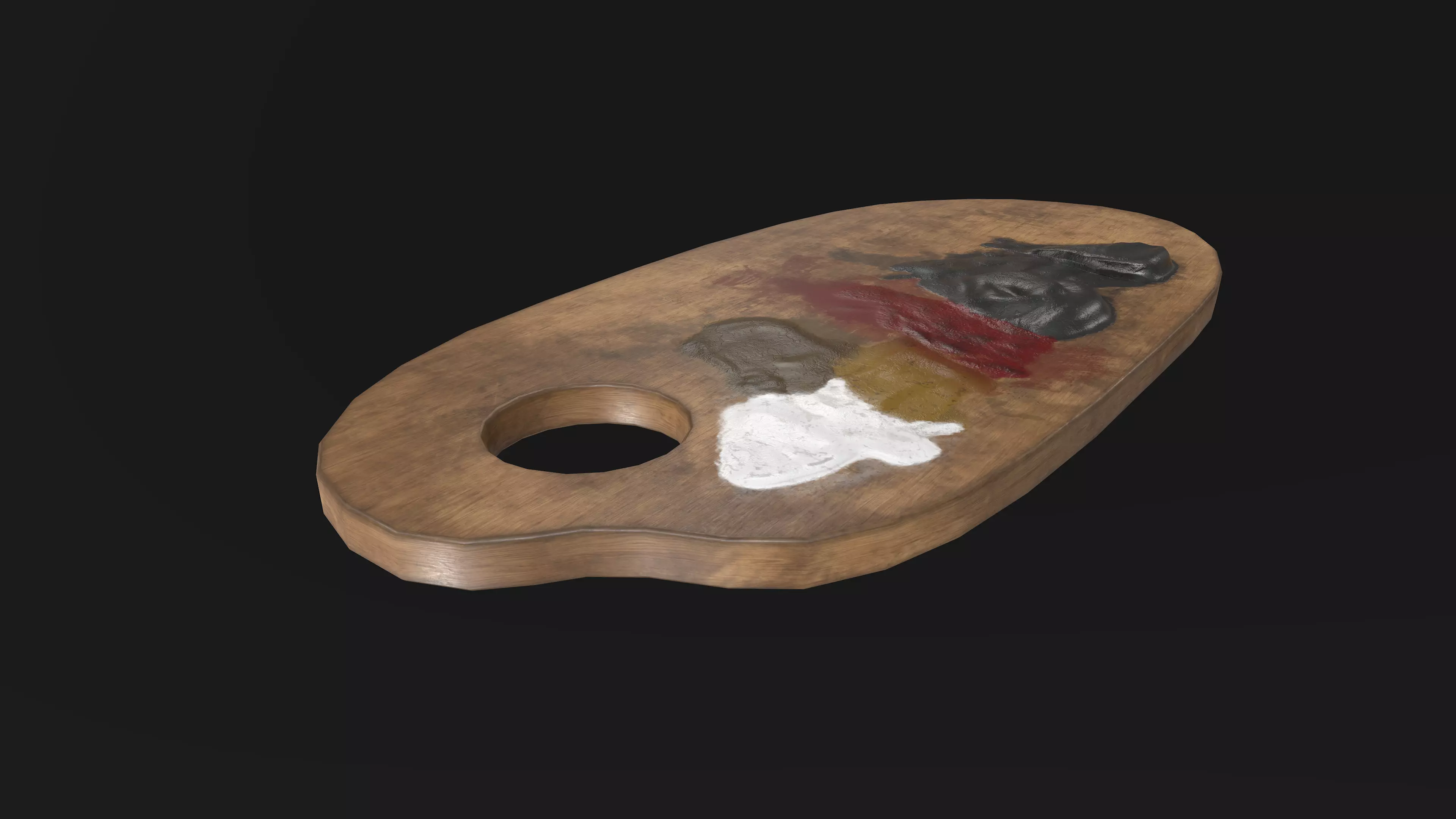 Artist palette 02 Low-poly 3D model_0