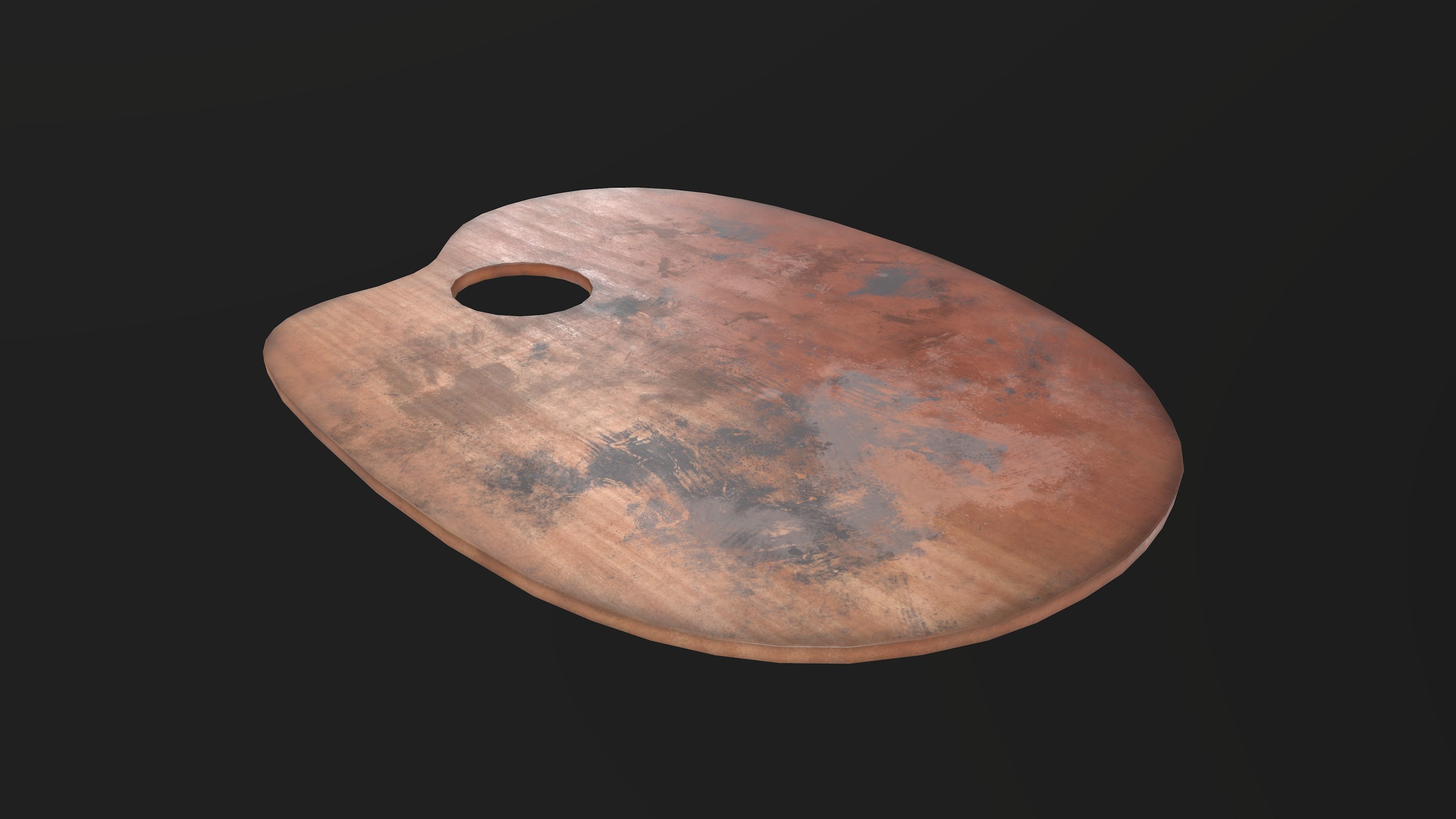 Artist palette 01 Low-poly 3D model_3