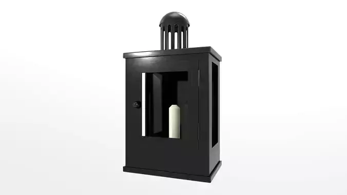 Lantern with candle inside Low-poly 3D model