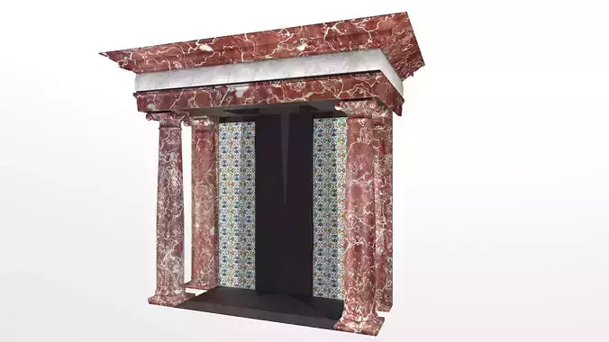 Marble look fireplace Low-poly 3D model