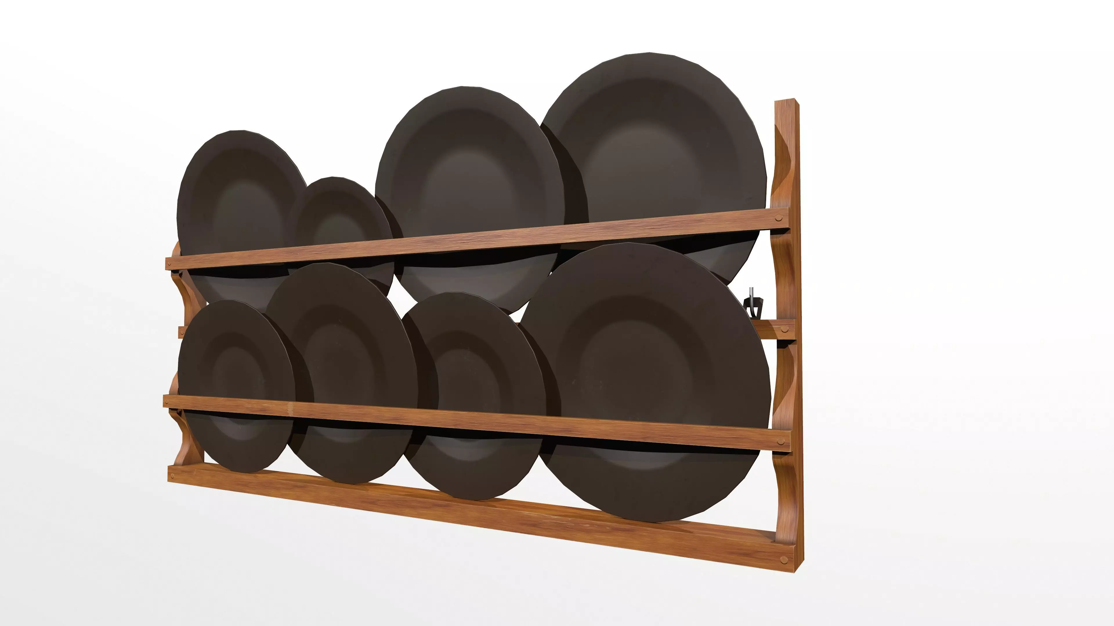 Dishrack plate rack with plates Low-poly 3D model