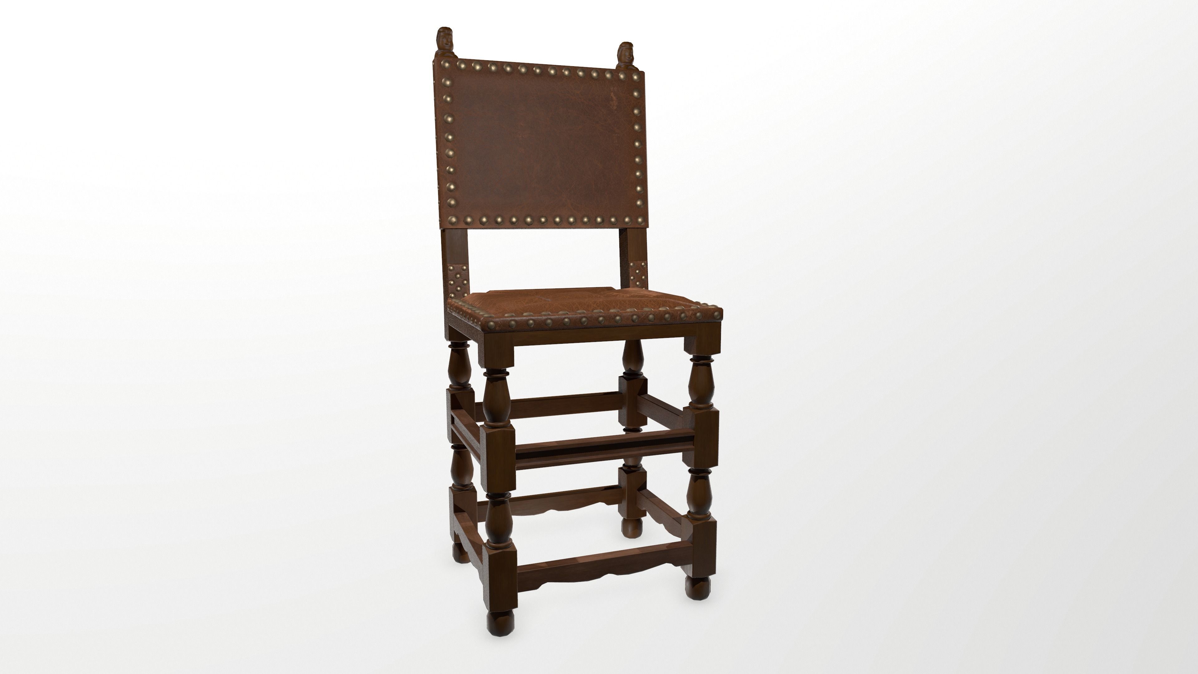 Chair 02 Low-poly 3D model_2