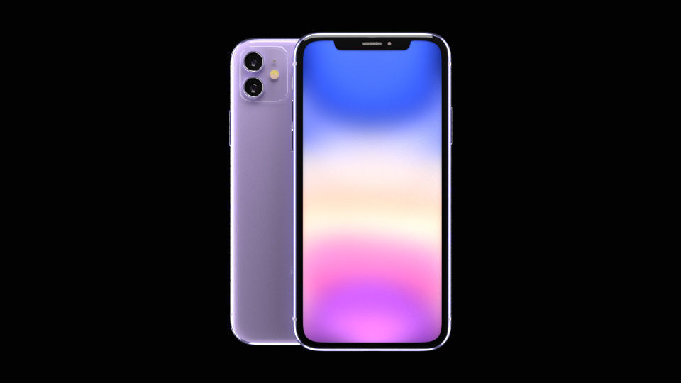 Apple iPhone XI purple model 3D 3D model_2