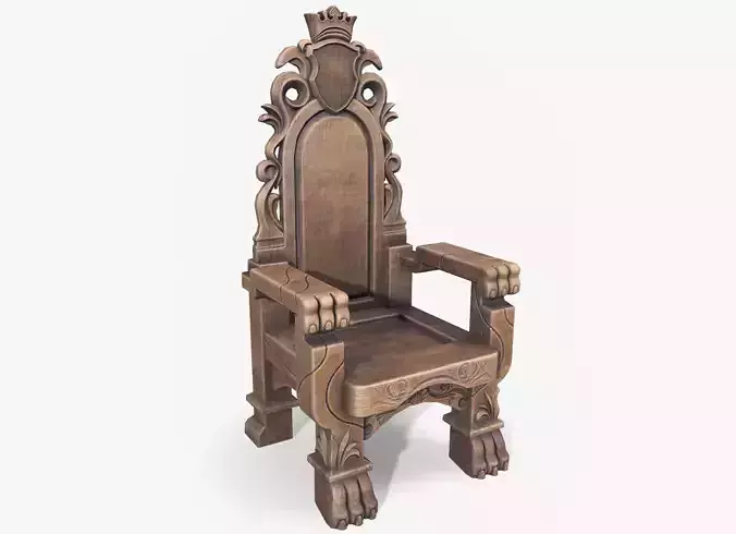 Wooden Throne lowpoly Low-poly 3D model