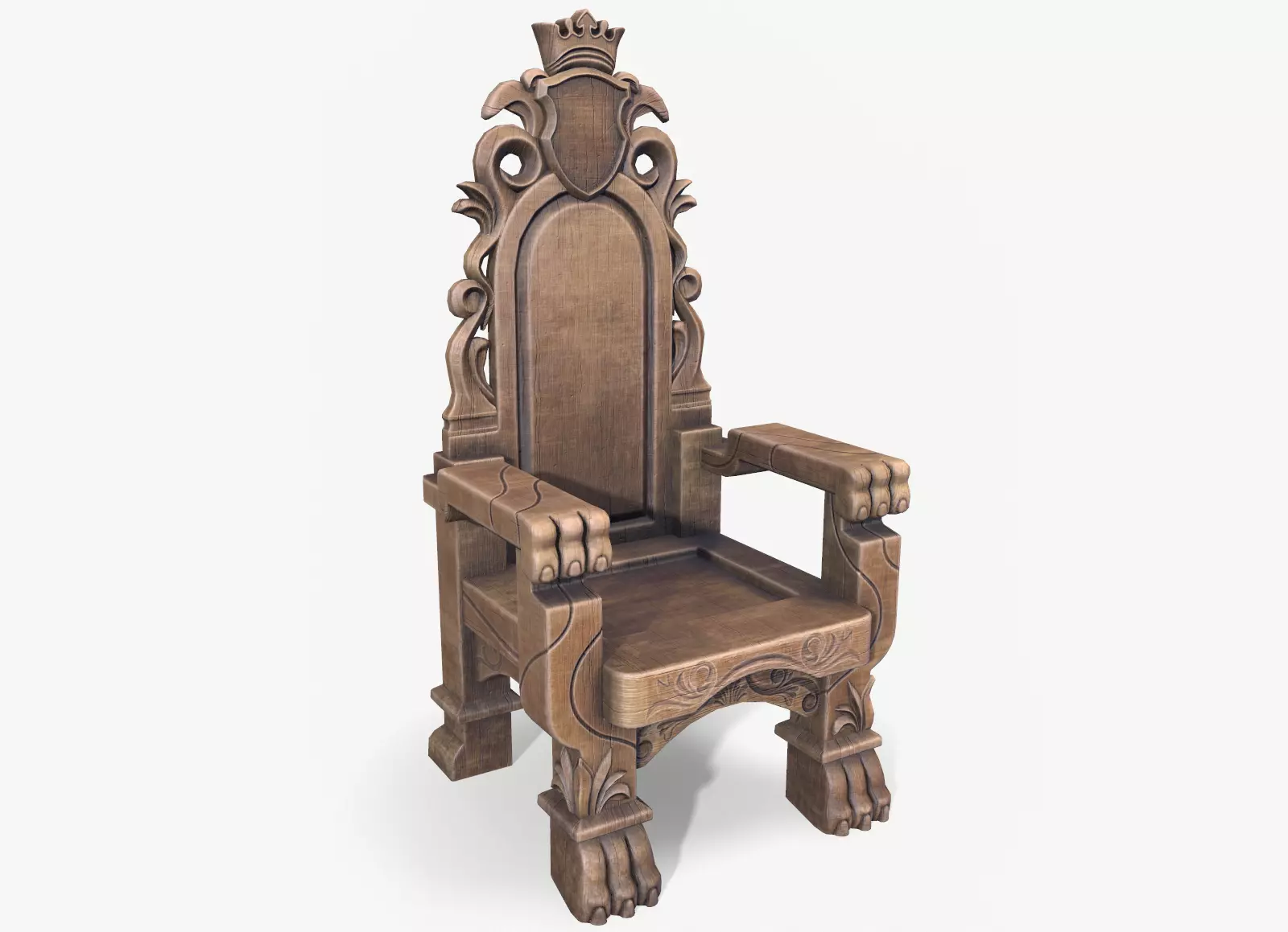 Wooden Throne lowpoly Low-poly 3D model