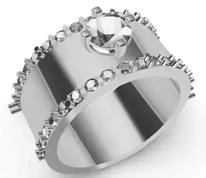 thick engagement ring with diamonds