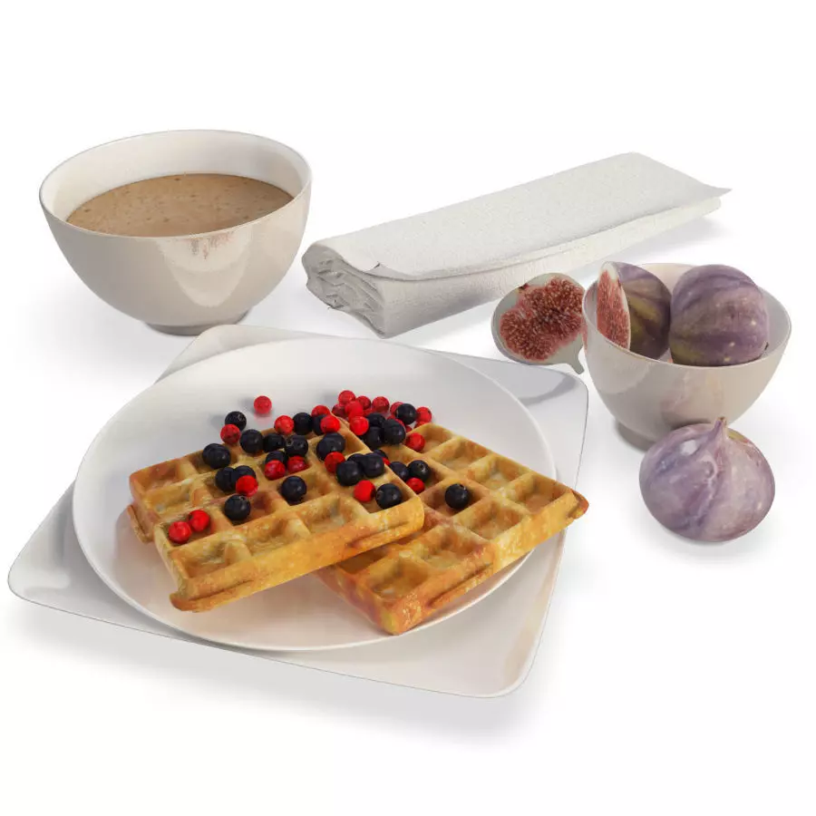Breakfast Waffles and Figs 3D model_0