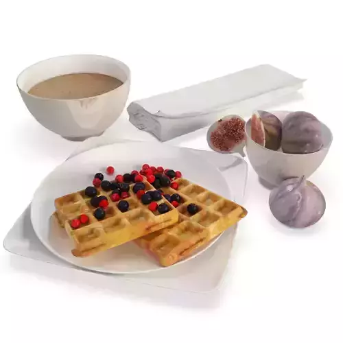 Breakfast Waffles and Figs 3D model