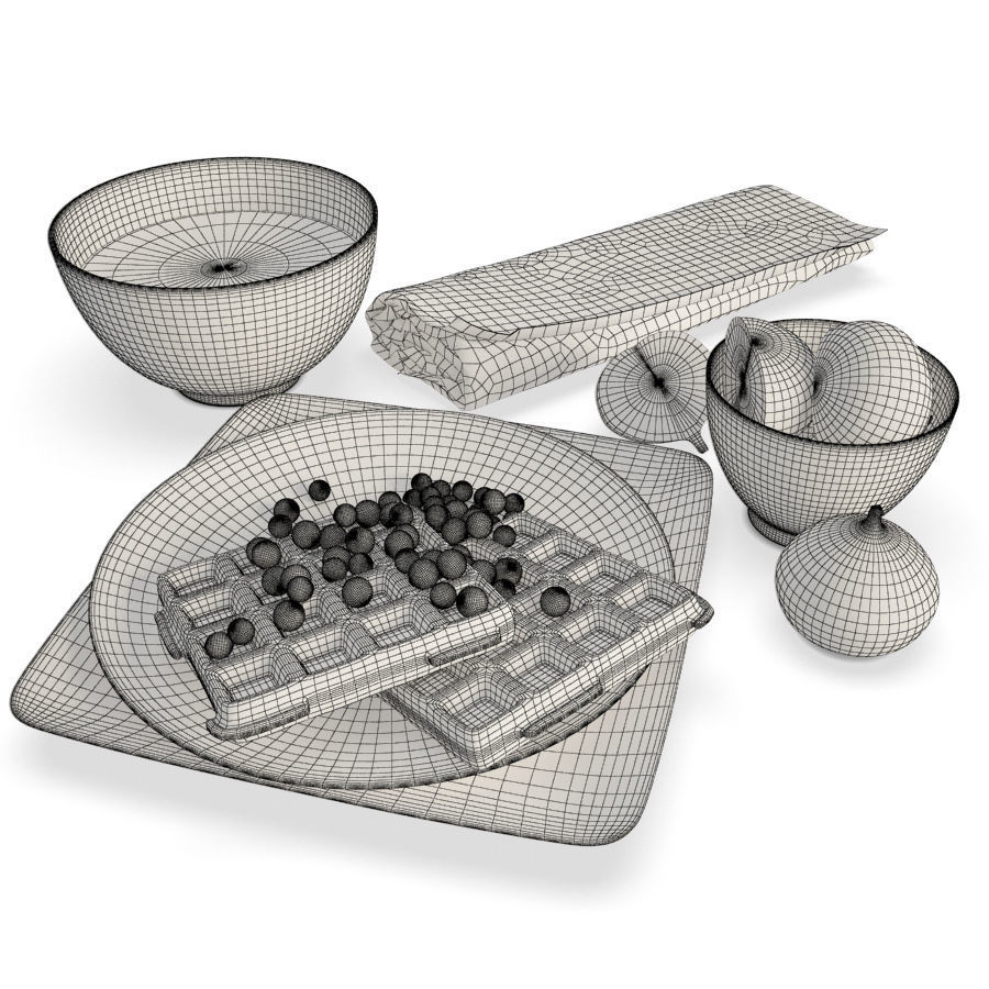 Breakfast Waffles and Figs 3D model_1