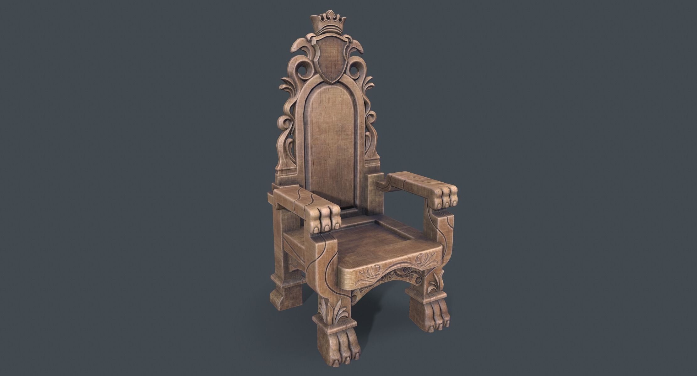 Round Table and Seats Low-poly 3D model_3