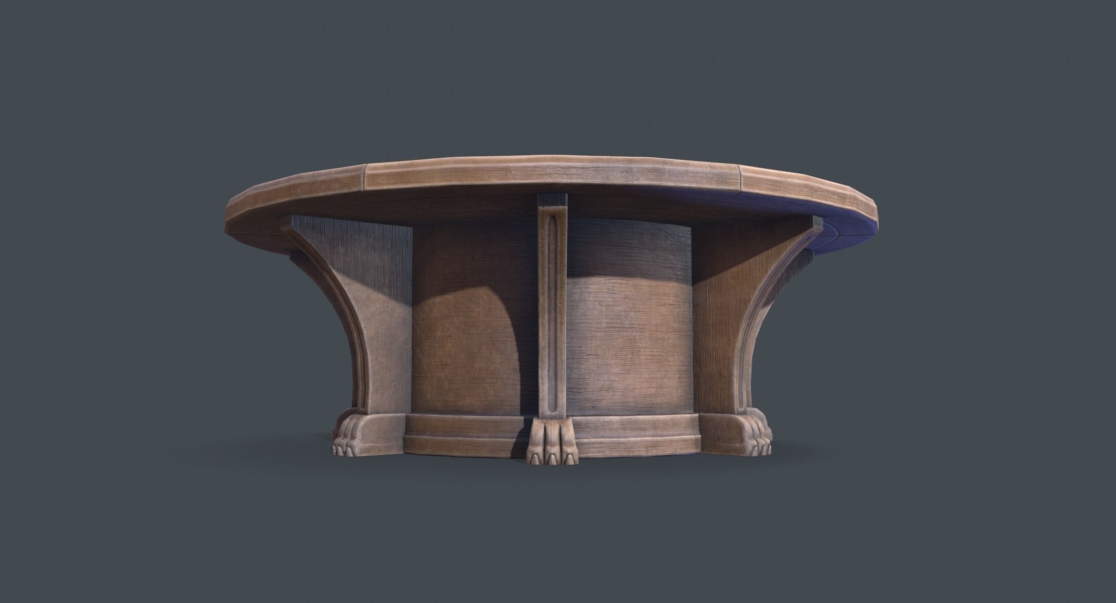 Round Table and Seats Low-poly 3D model_6