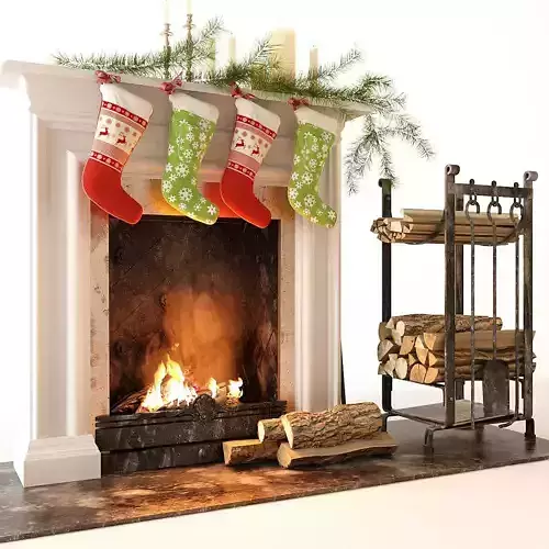 Fireplace with stockings