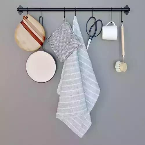 Kitchen set 3 utensils hanging on rack