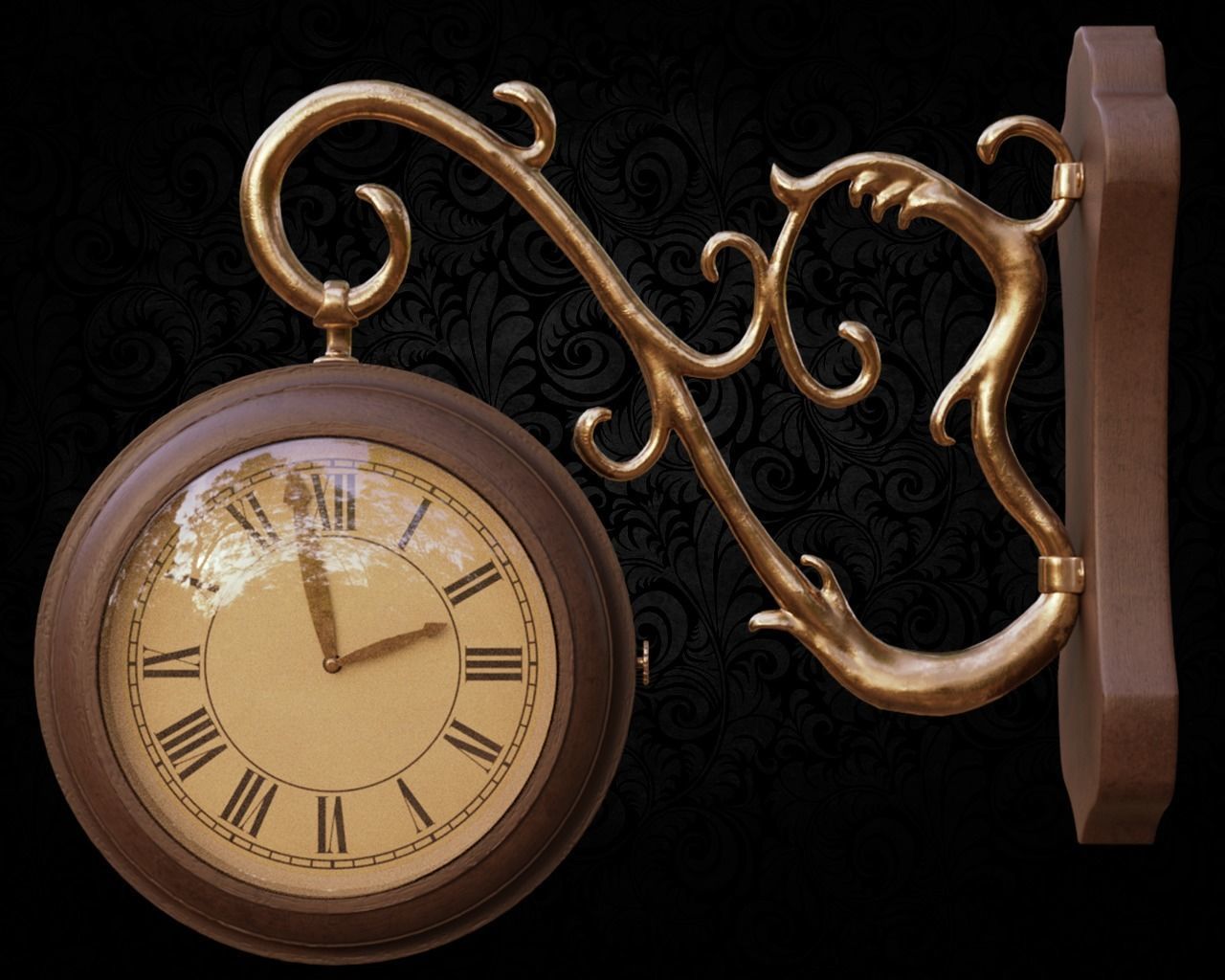 Wall clock on a hook 3D asset CGTrader