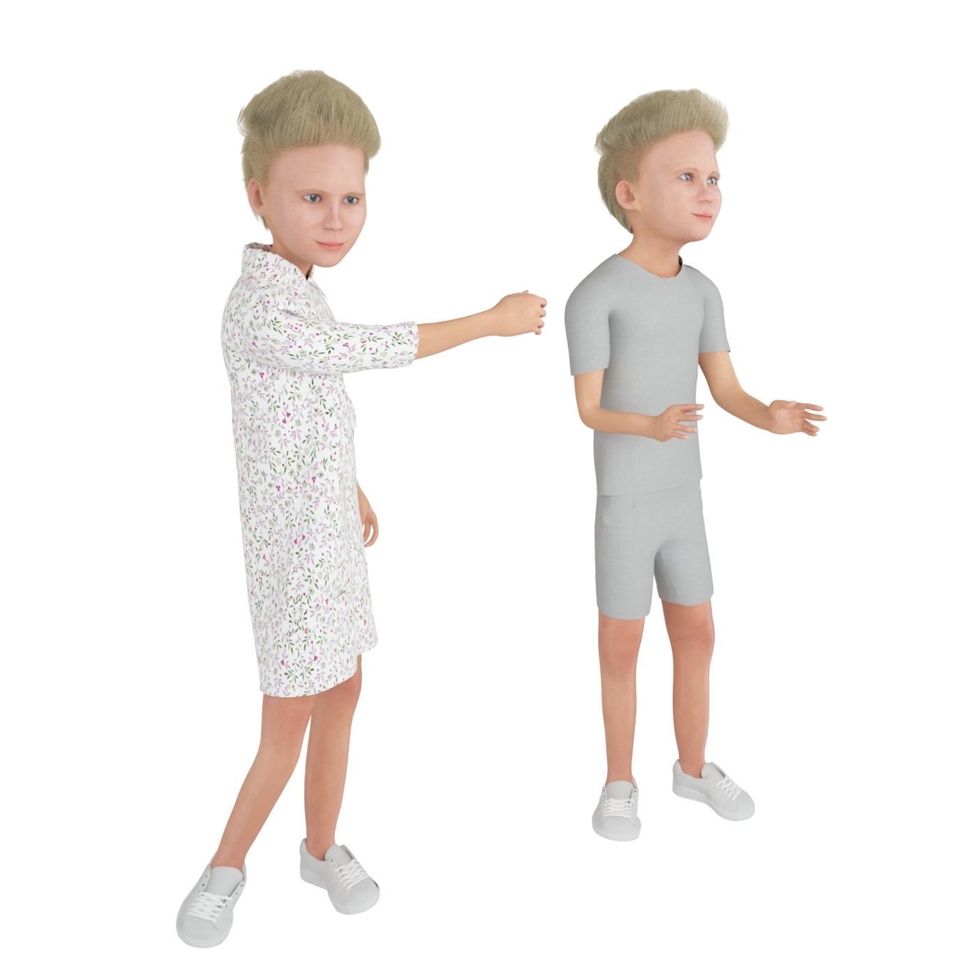 8x difrent models real cloth simulation conversation animation 3D Model Collection_37