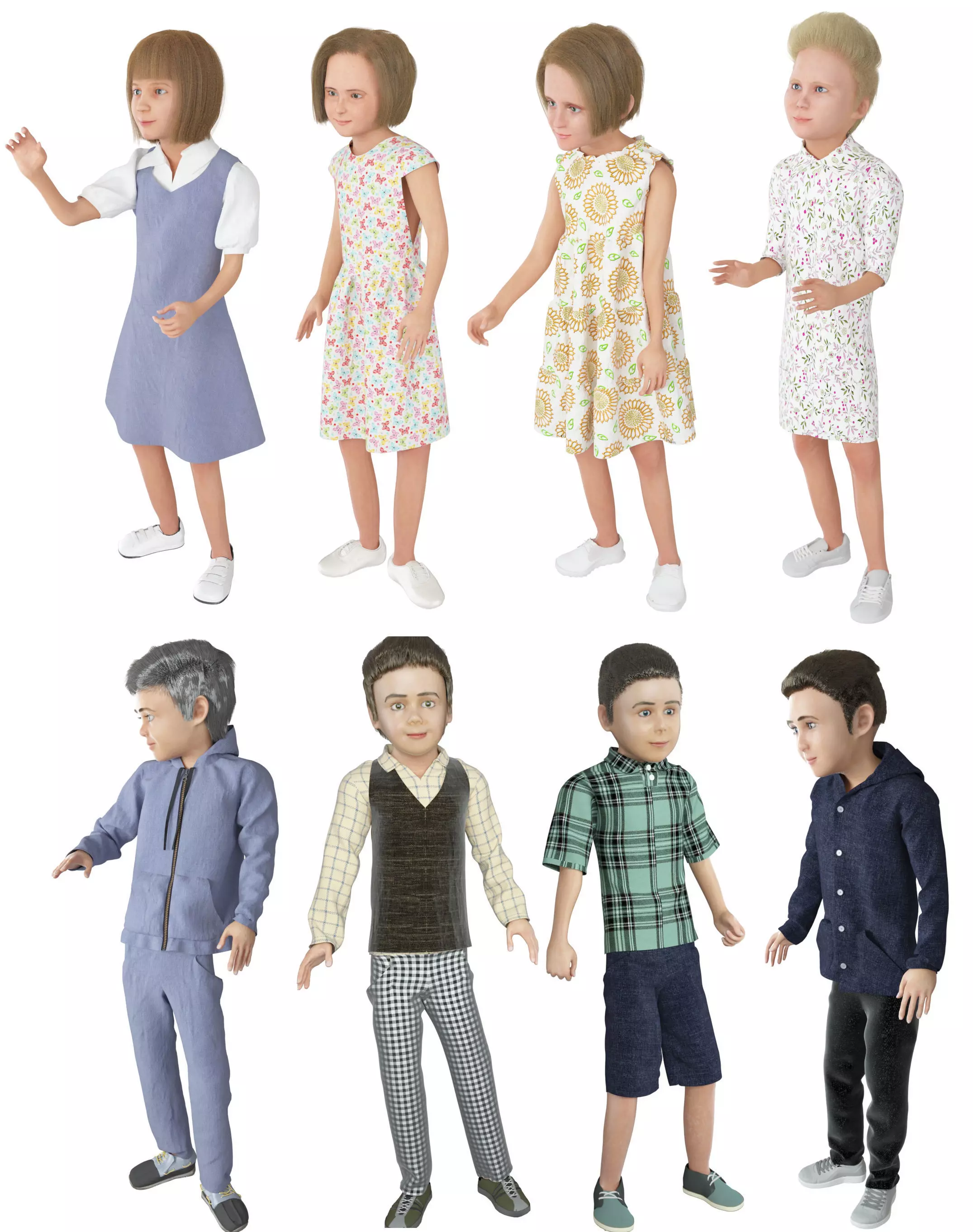 8x difrent models real cloth simulation conversation animation 3D Model Collection_0