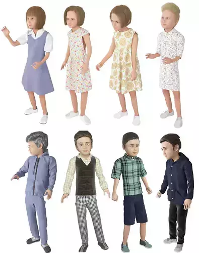 8x difrent models real cloth simulation conversation animation 3D Model Collection