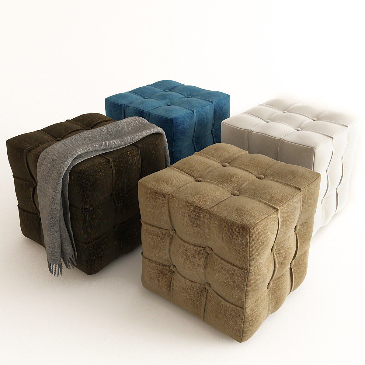 Set of Ottomans 3D model_2