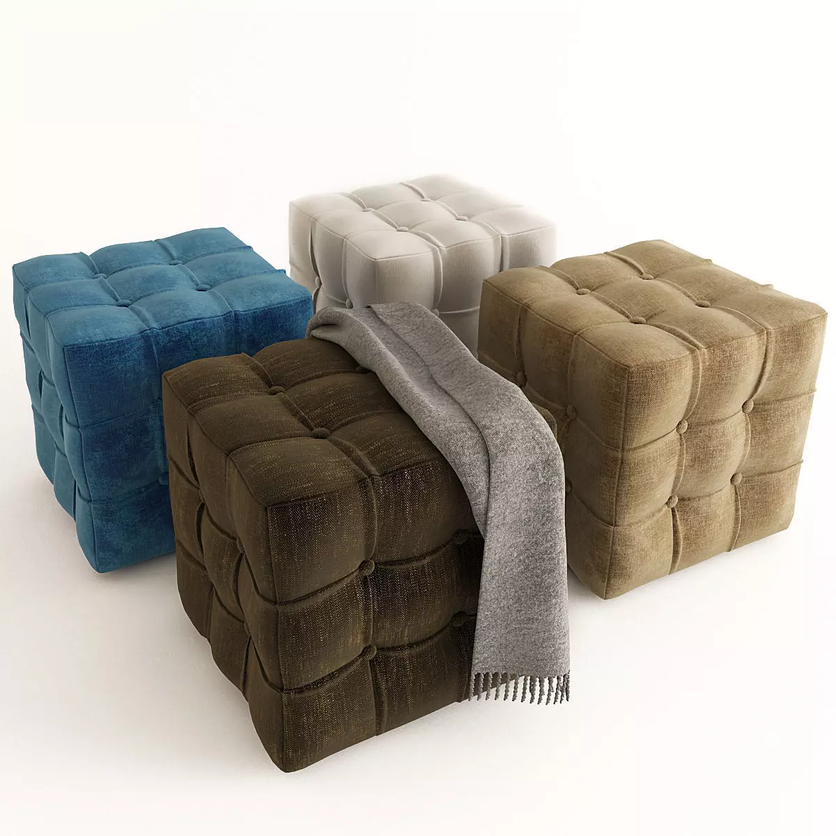 Set of Ottomans 3D model_0