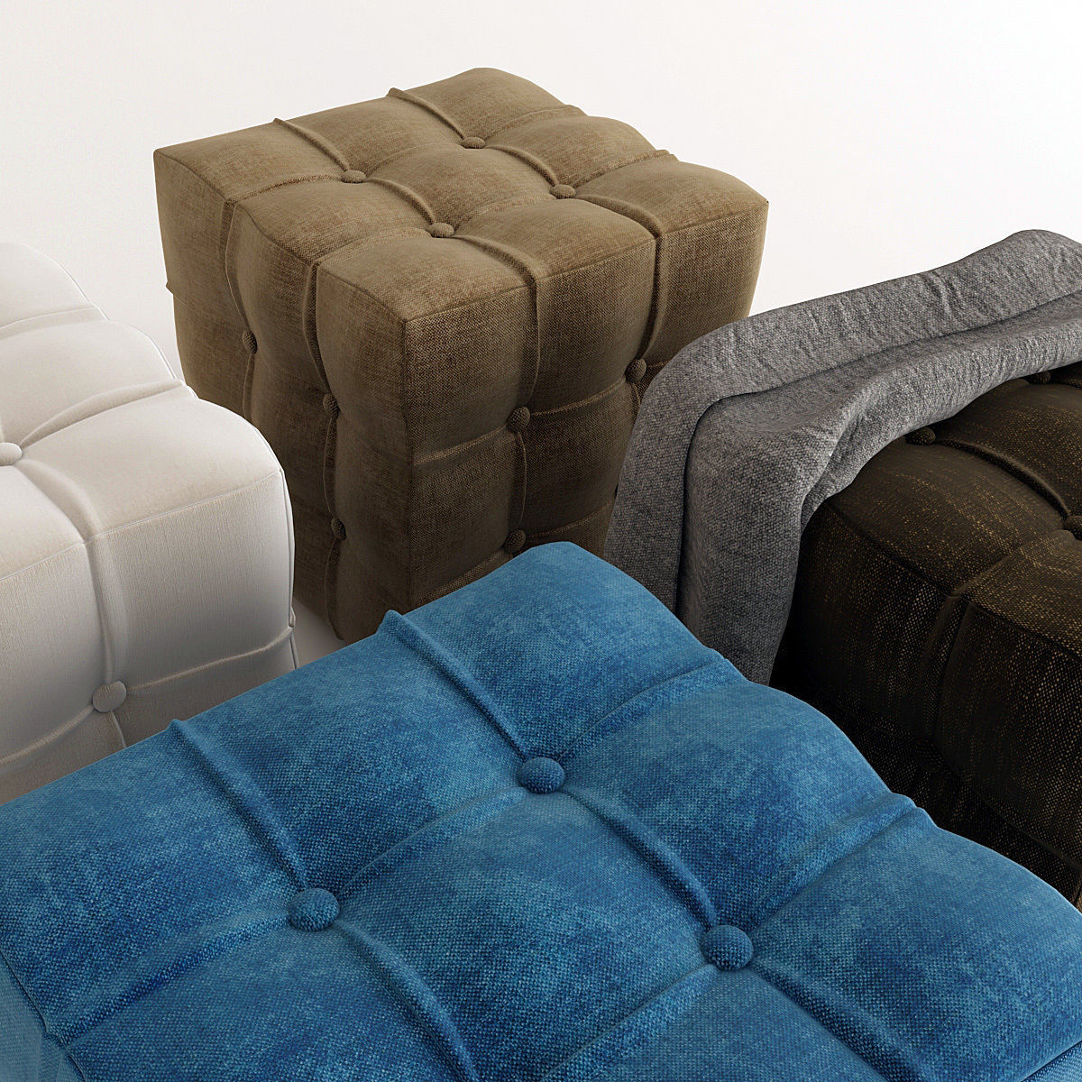 Set of Ottomans 3D model_1