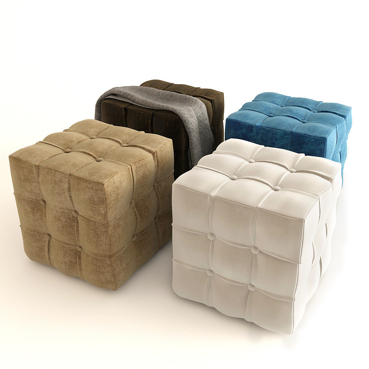 Set of Ottomans 3D model_3
