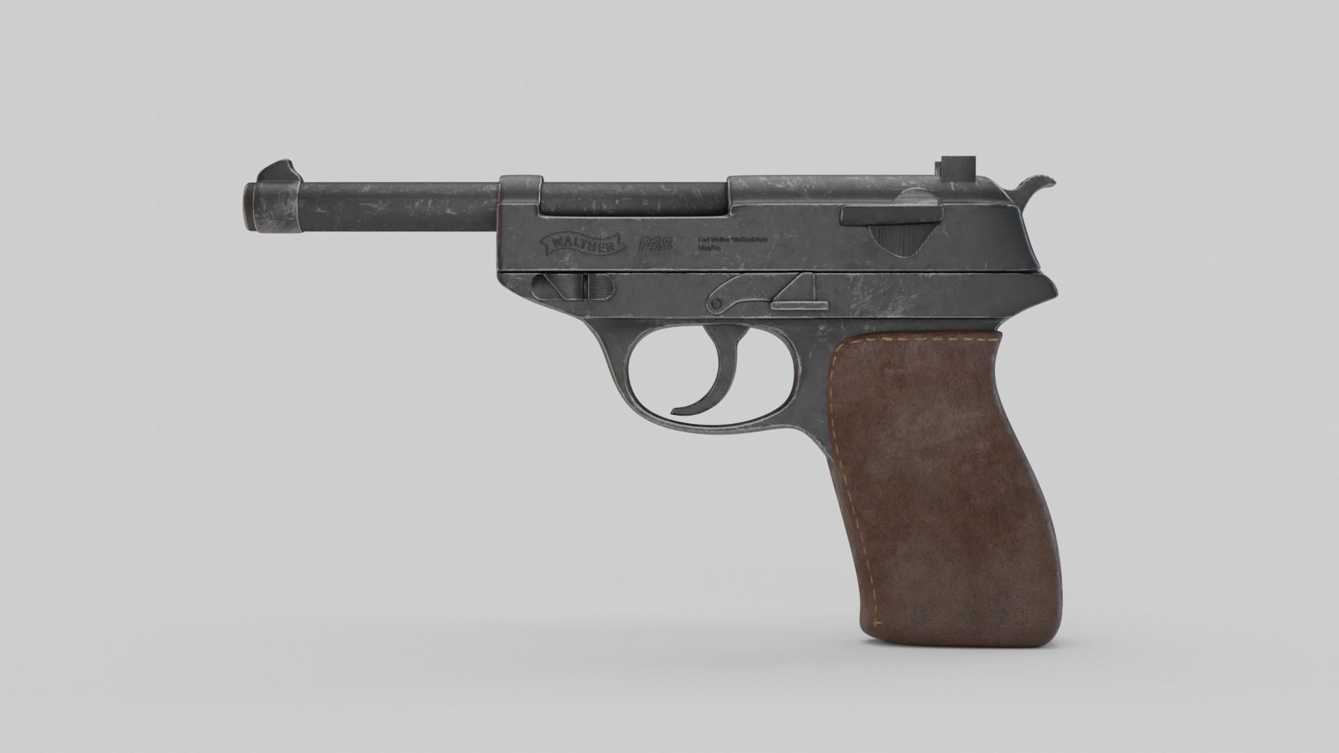 Game Ready Walther P38 Pistol Low-poly 3D model_2