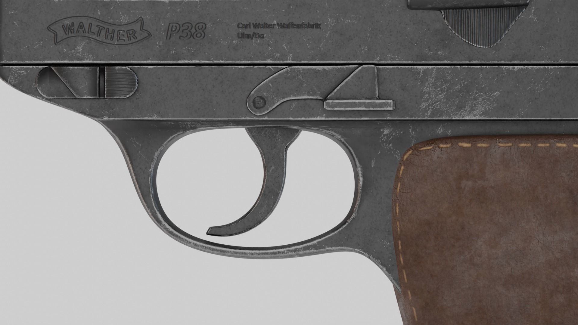 Game Ready Walther P38 Pistol Low-poly 3D model_4
