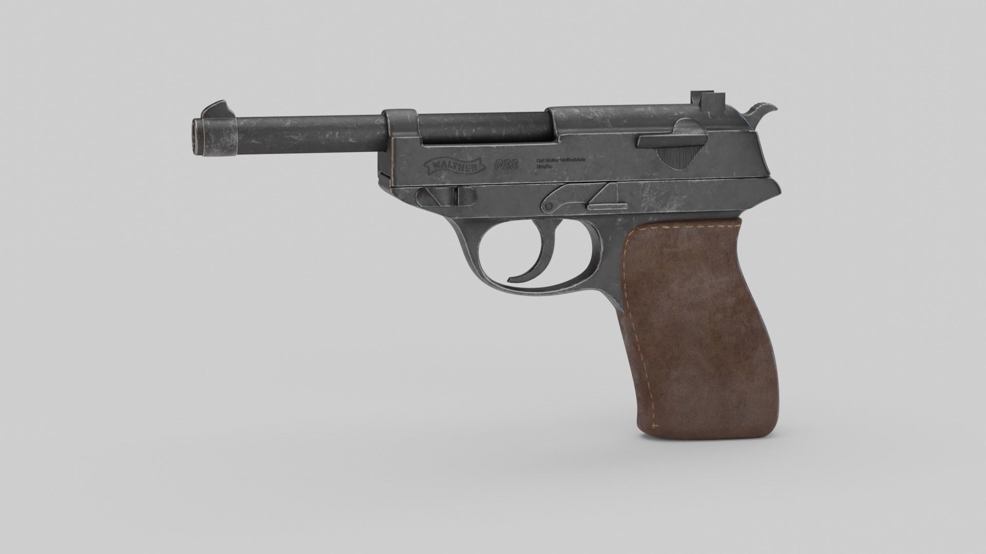 Game Ready Walther P38 Pistol Low-poly 3D model_6