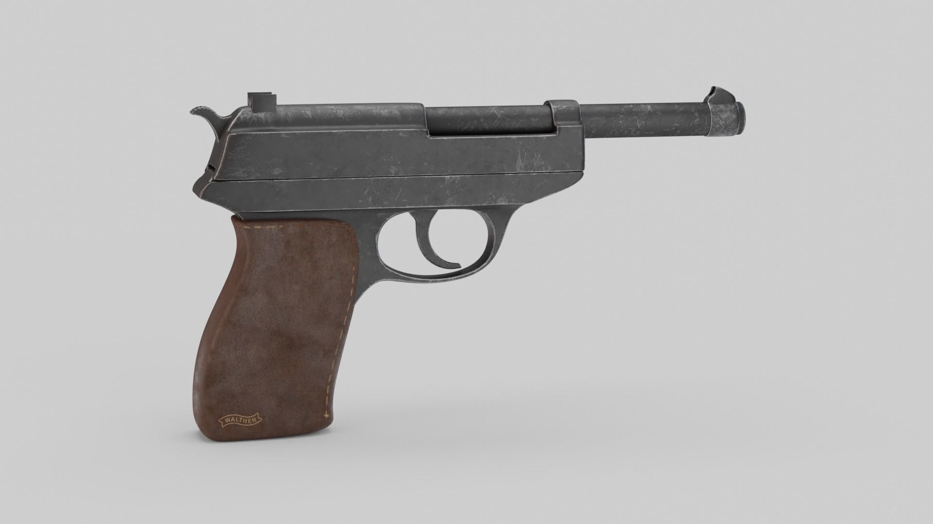 Game Ready Walther P38 Pistol Low-poly 3D model_16